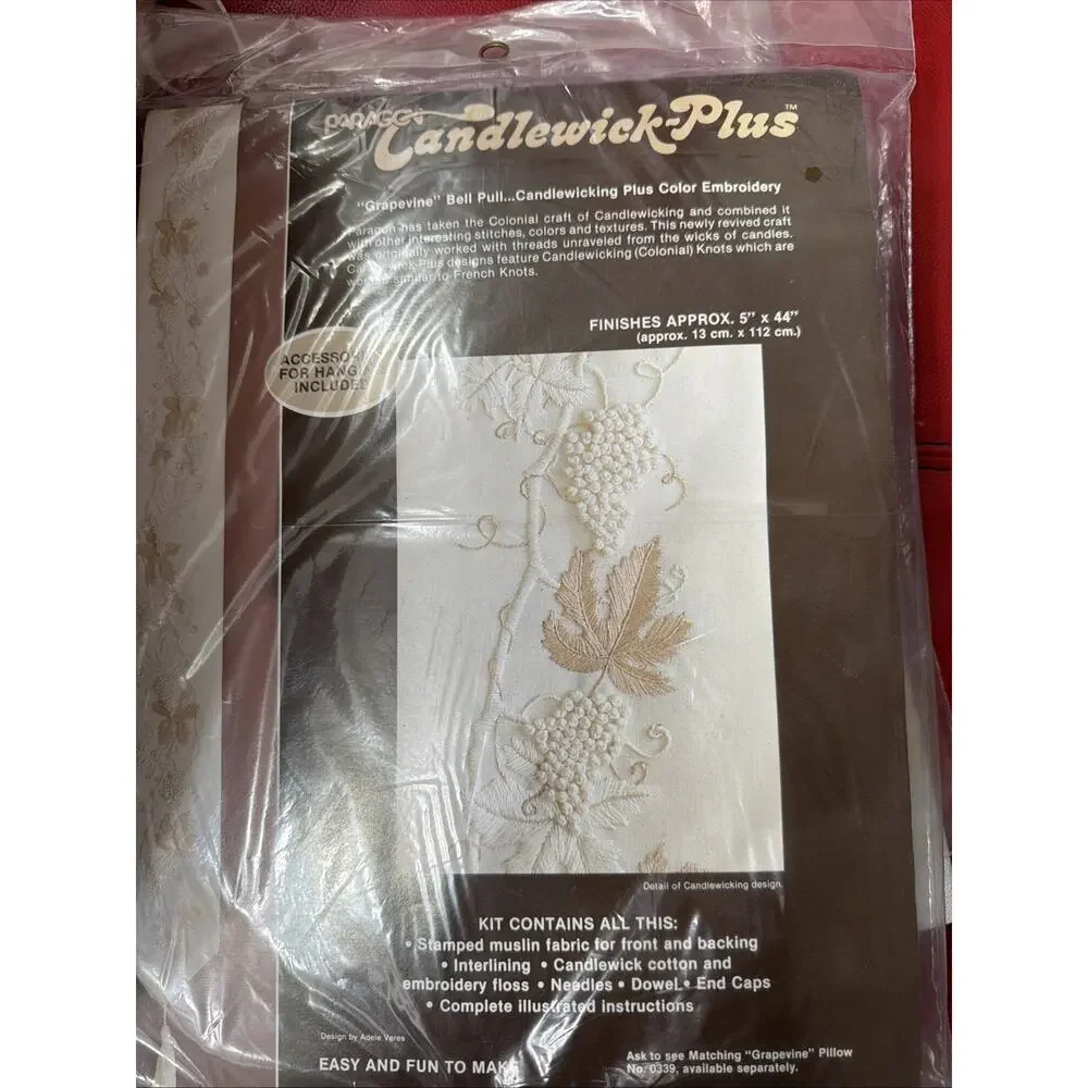 *NEW*‎ Vintage PARAGON Candlewick Plus Needlework Kit, Grapevine Bell Pull #0340